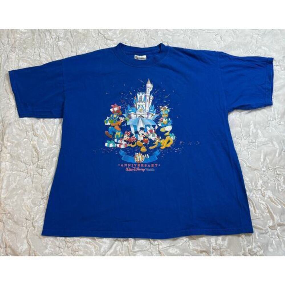 Walt Disney World WDW 30th Anniversary 2001 Graphic T-Shirt Blue Size L